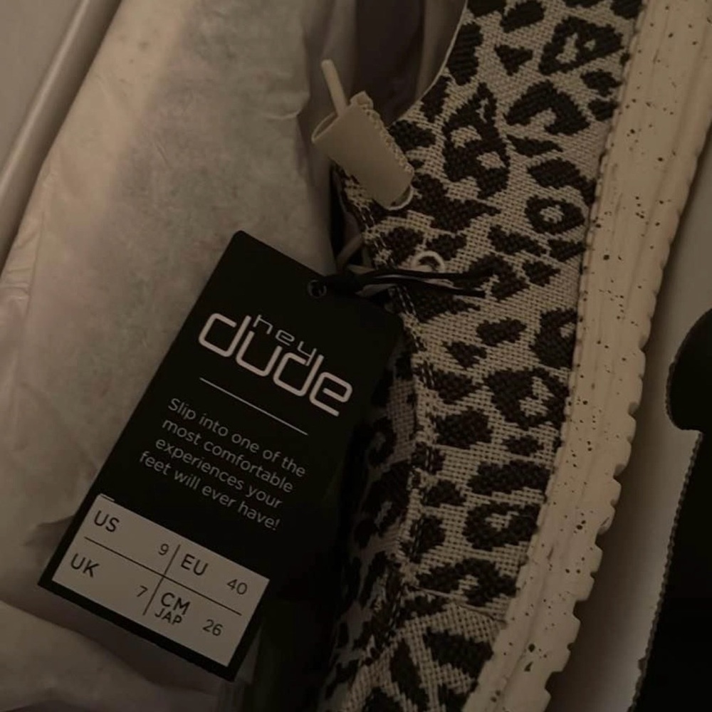 Hey Dude Black and White Animal Print Shoes